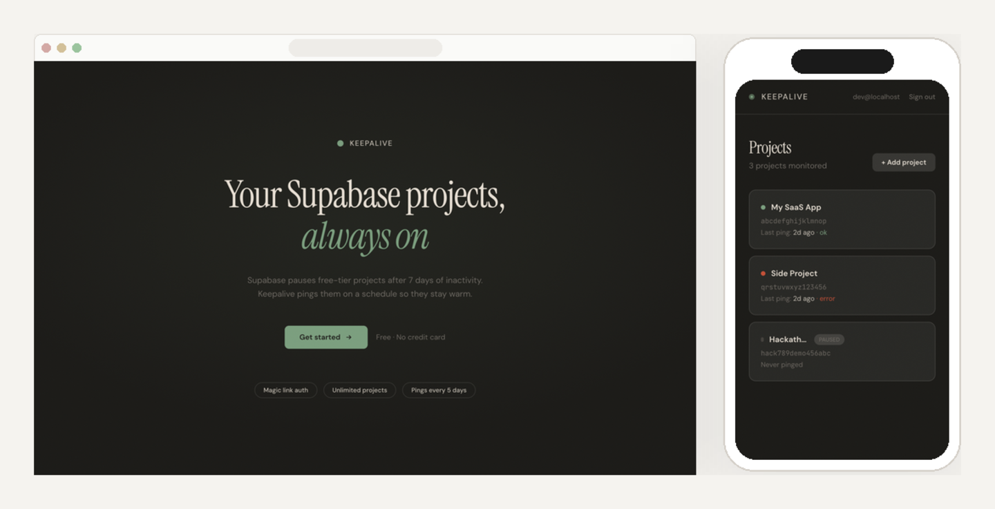 Keepalive — Prevent Supabase free-tier projects from pausing