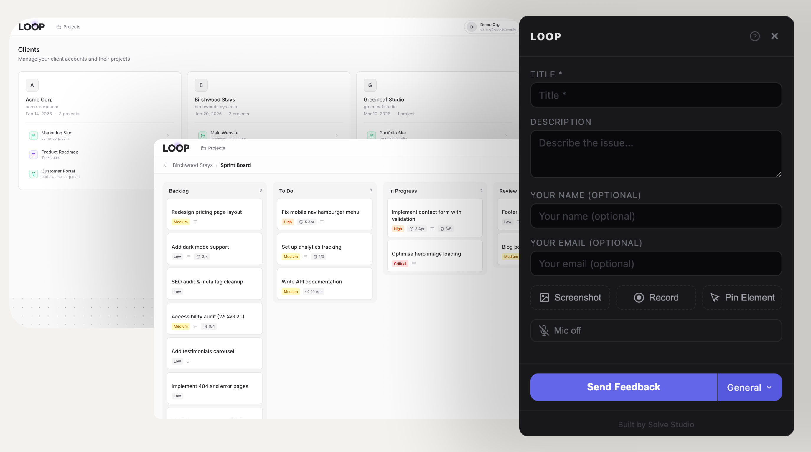 Loop — Visual feedback and bug reporting for websites